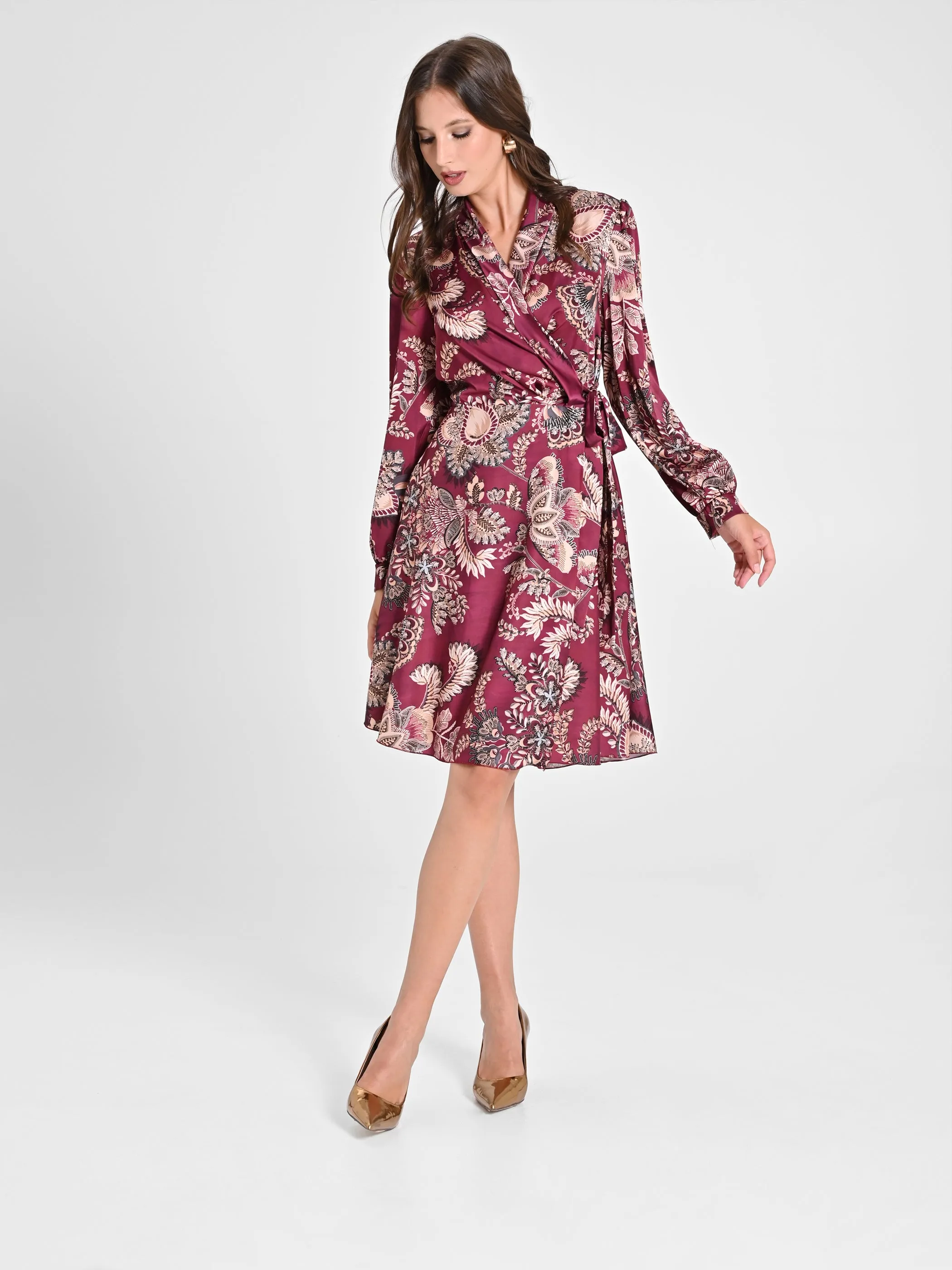 Cashmere-Print Wrap Dress