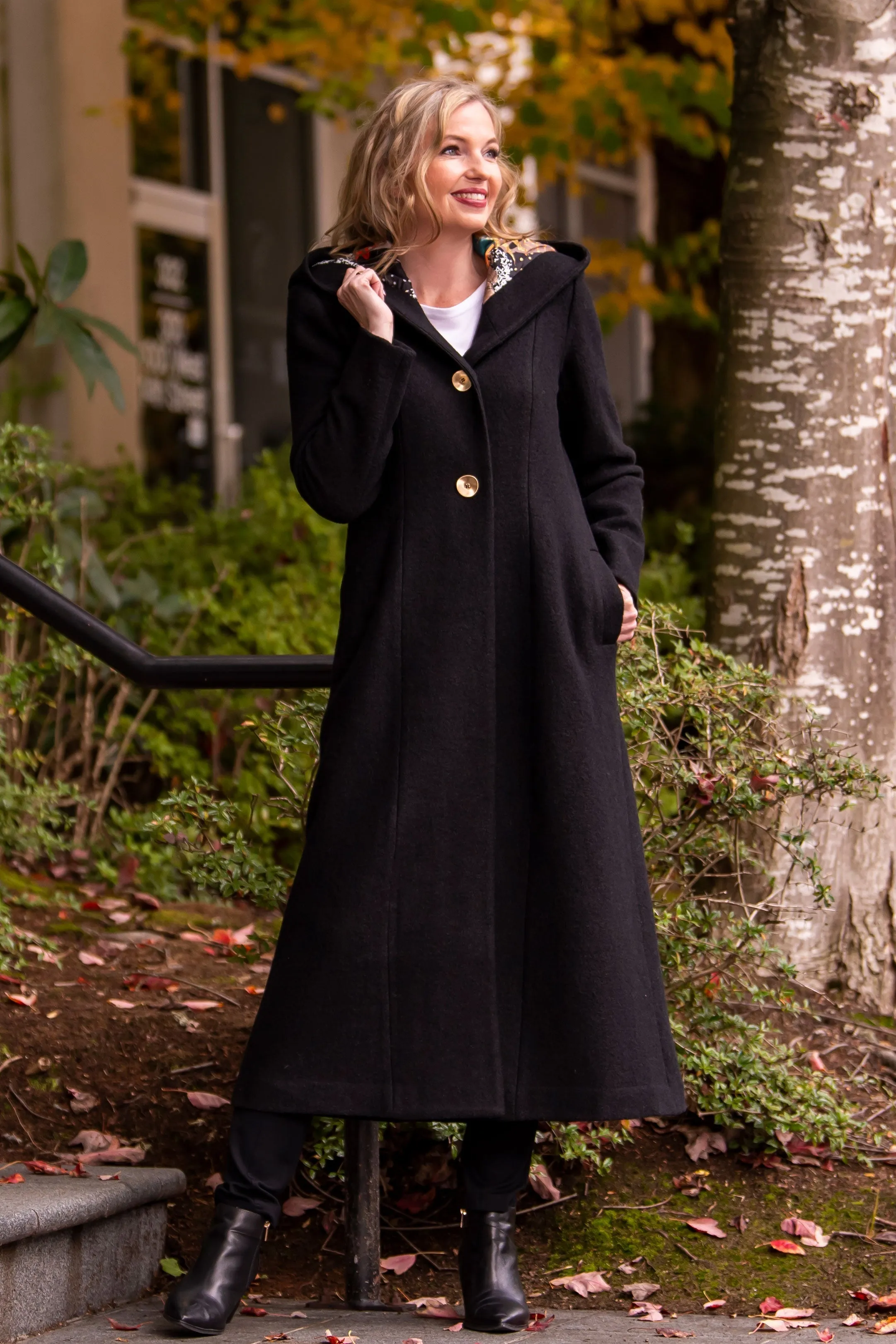 Catherine Coat, Black, Boiled Wool