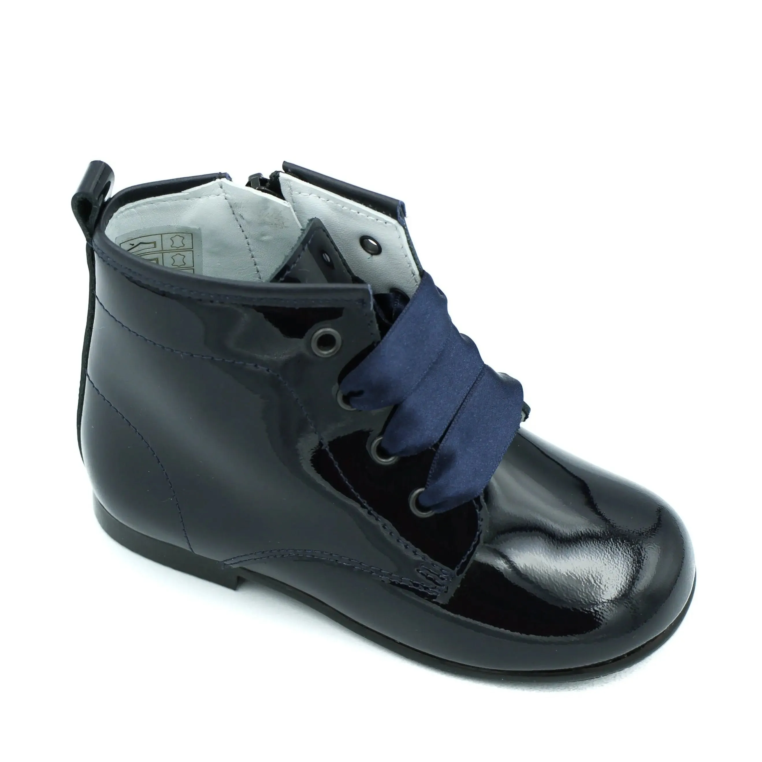 Celina- Dark Navy Patent Leather Boots