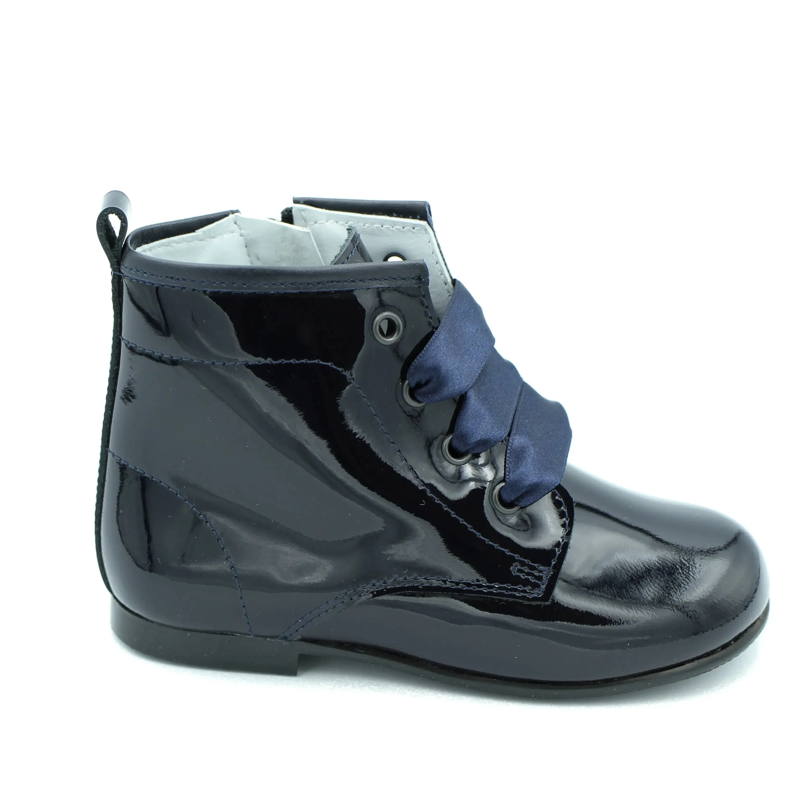 Celina- Dark Navy Patent Leather Boots