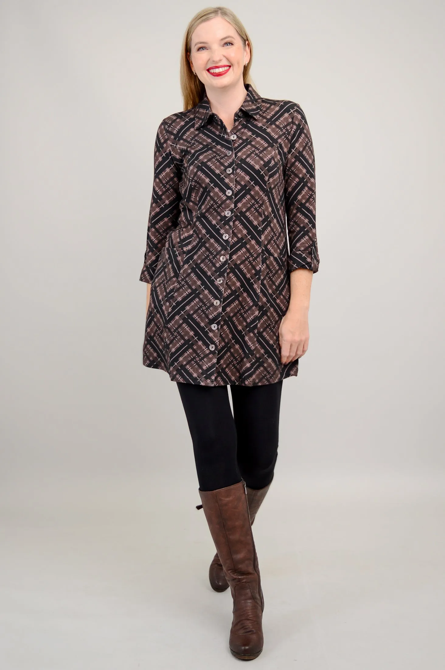 Charlie Tunic, Rich Plaid, Bamboo - Final Sale