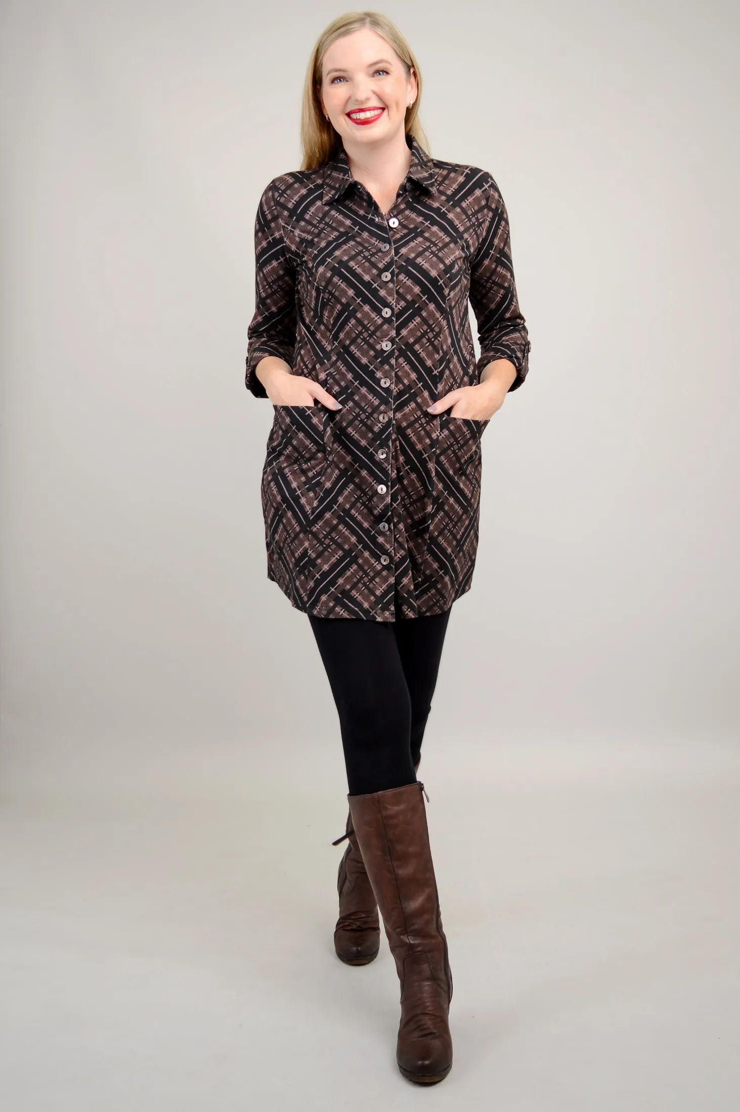 Charlie Tunic, Rich Plaid, Bamboo - Final Sale