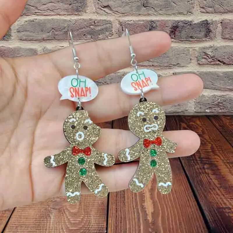 Christmas Acrylic Y2K Gingerbread Man Earrings Cherrykitten