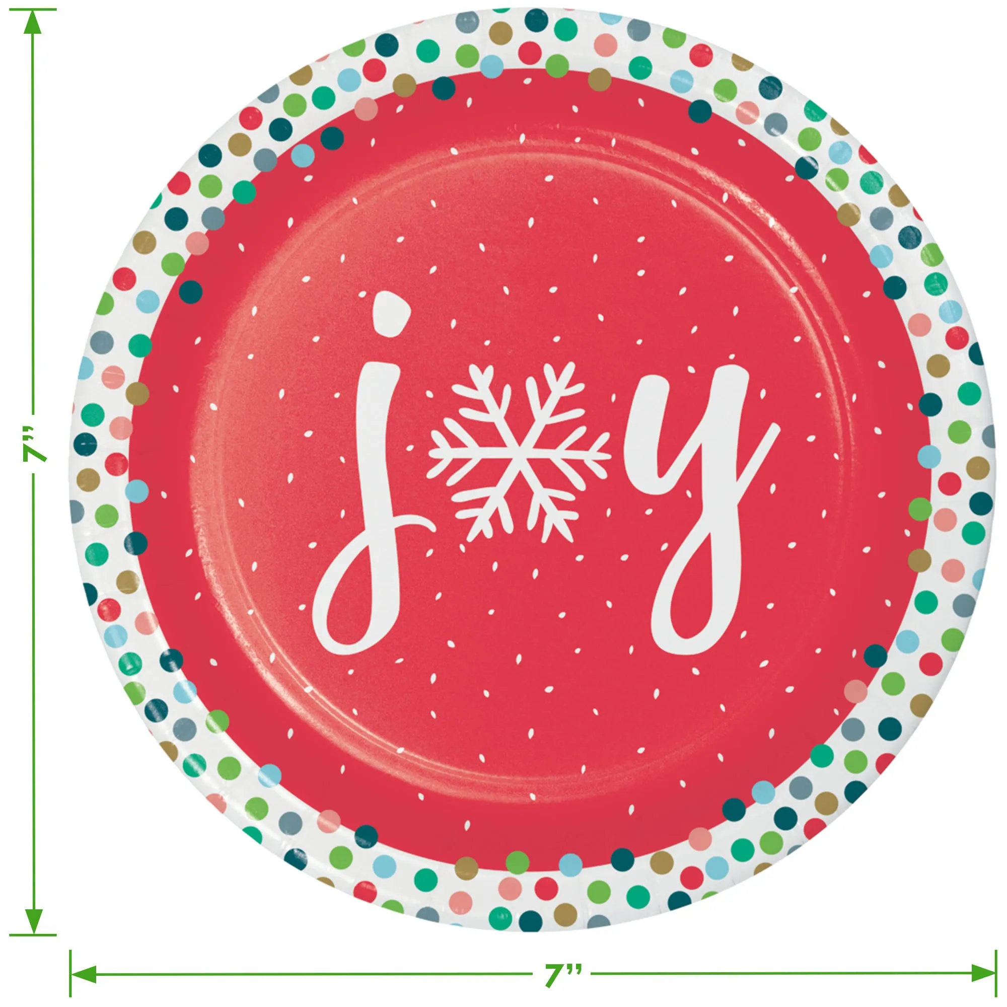 Colorful Holiday Cheer Christmas Joy Paper Dessert Party Plates, Napkins, and Forks (Serves 16)