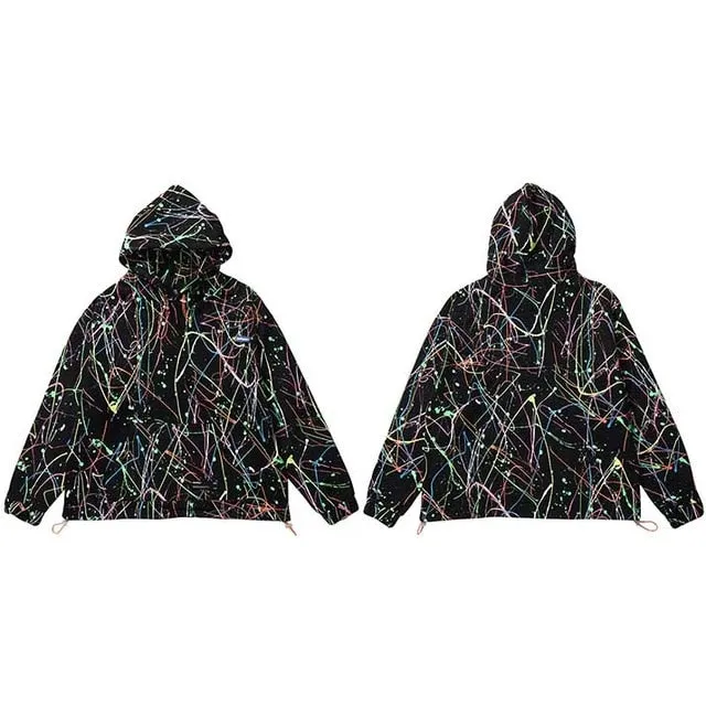 Colorful Ink Graffiti Print Hoodie