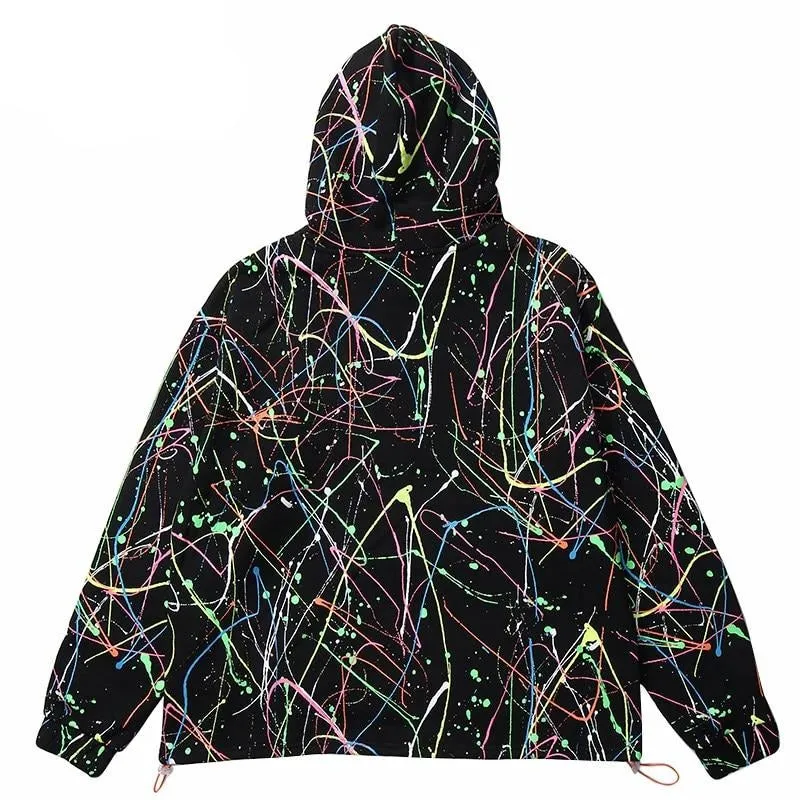 Colorful Ink Graffiti Print Hoodie