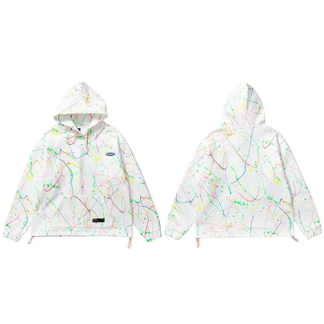 Colorful Ink Graffiti Print Hoodie