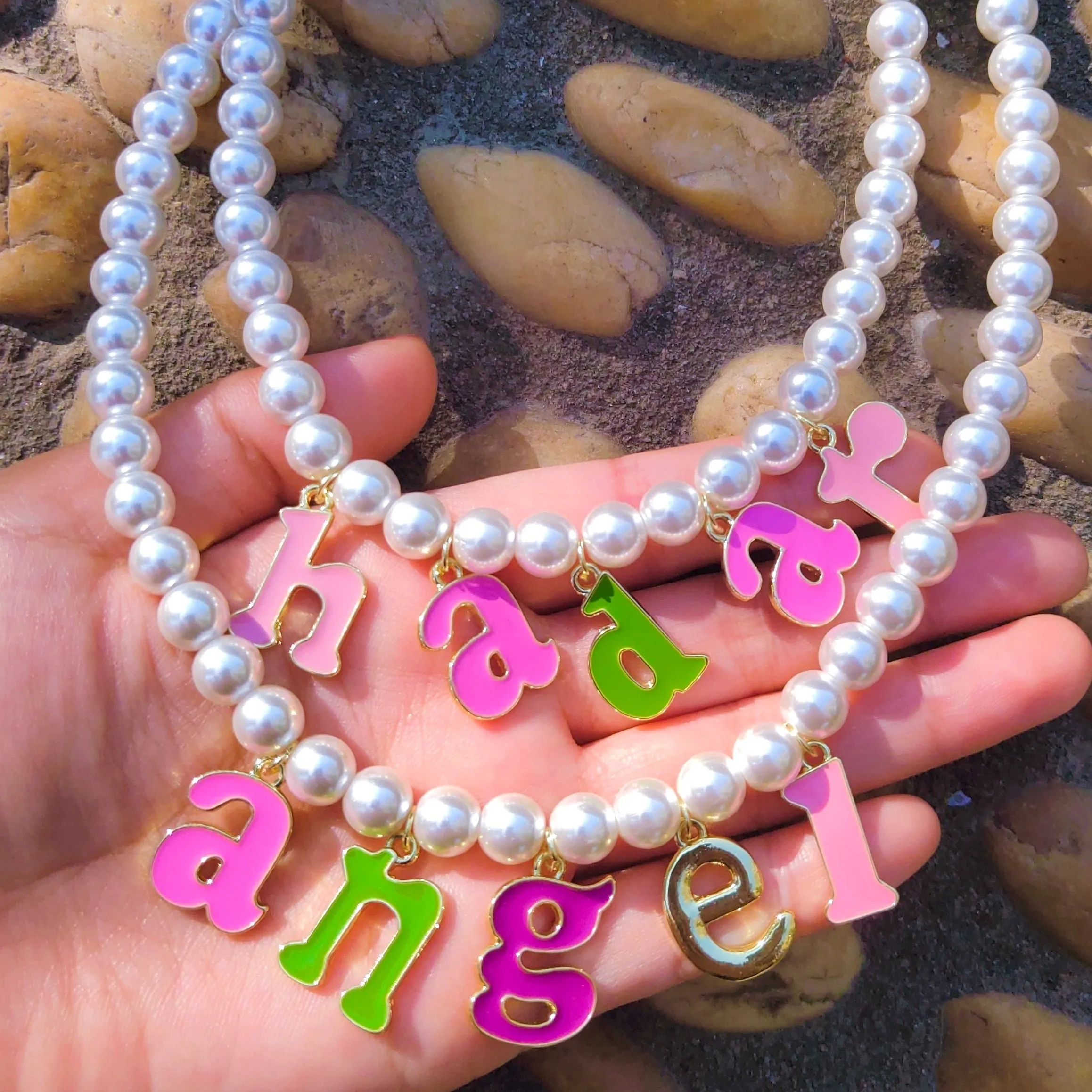 Custom Pearl Name Necklace