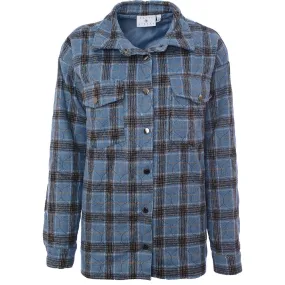 Daisy Street Womens Blue Check Shacket