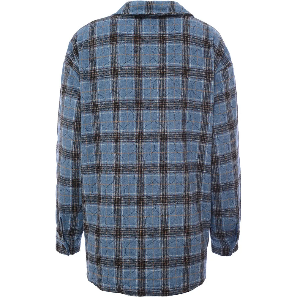 Daisy Street Womens Blue Check Shacket