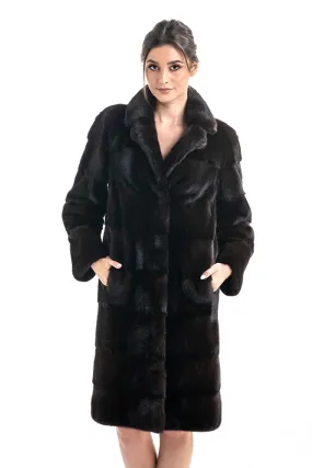 Dark Brown Genuine Mink Fur Coat