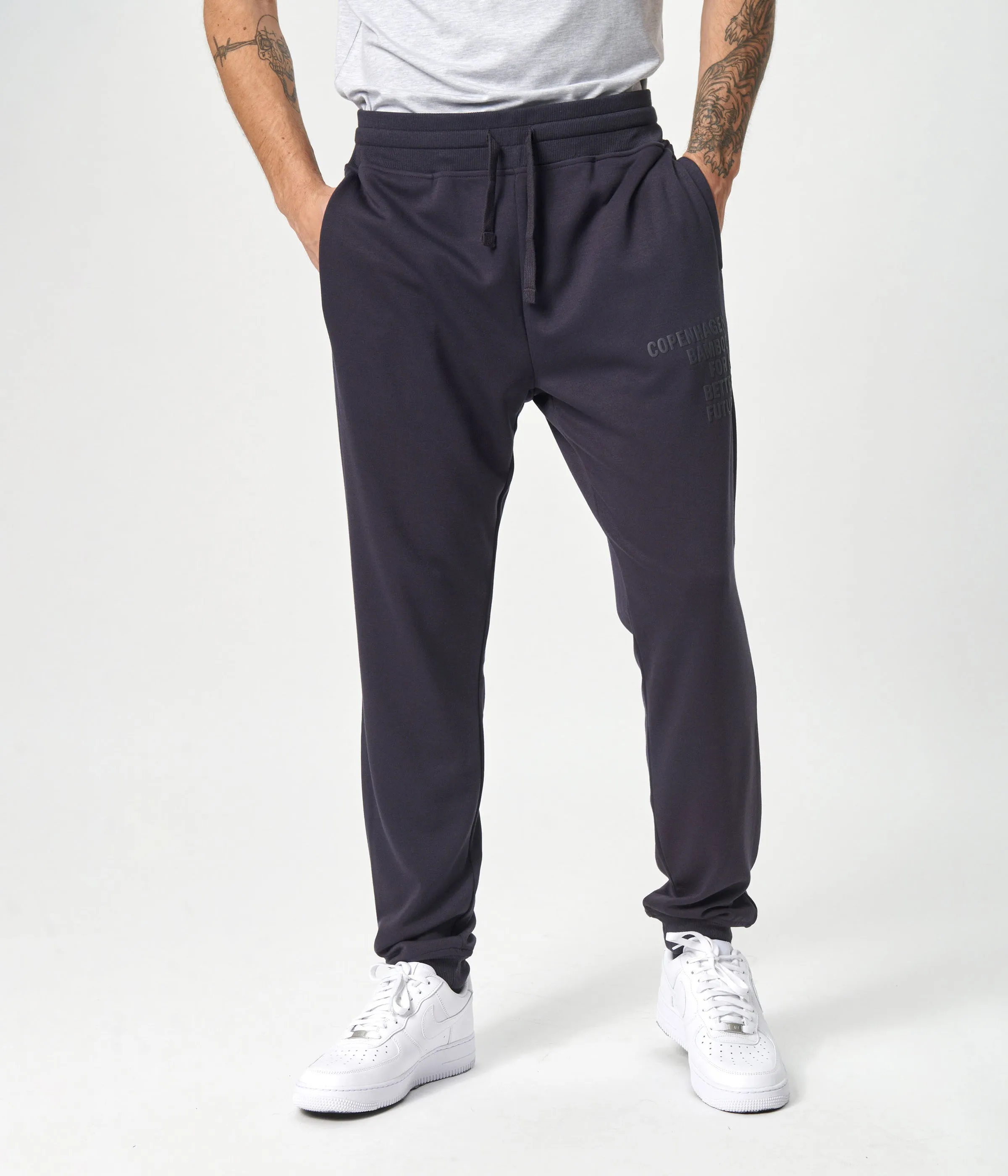 Dark gray bamboo sweatpants with logo