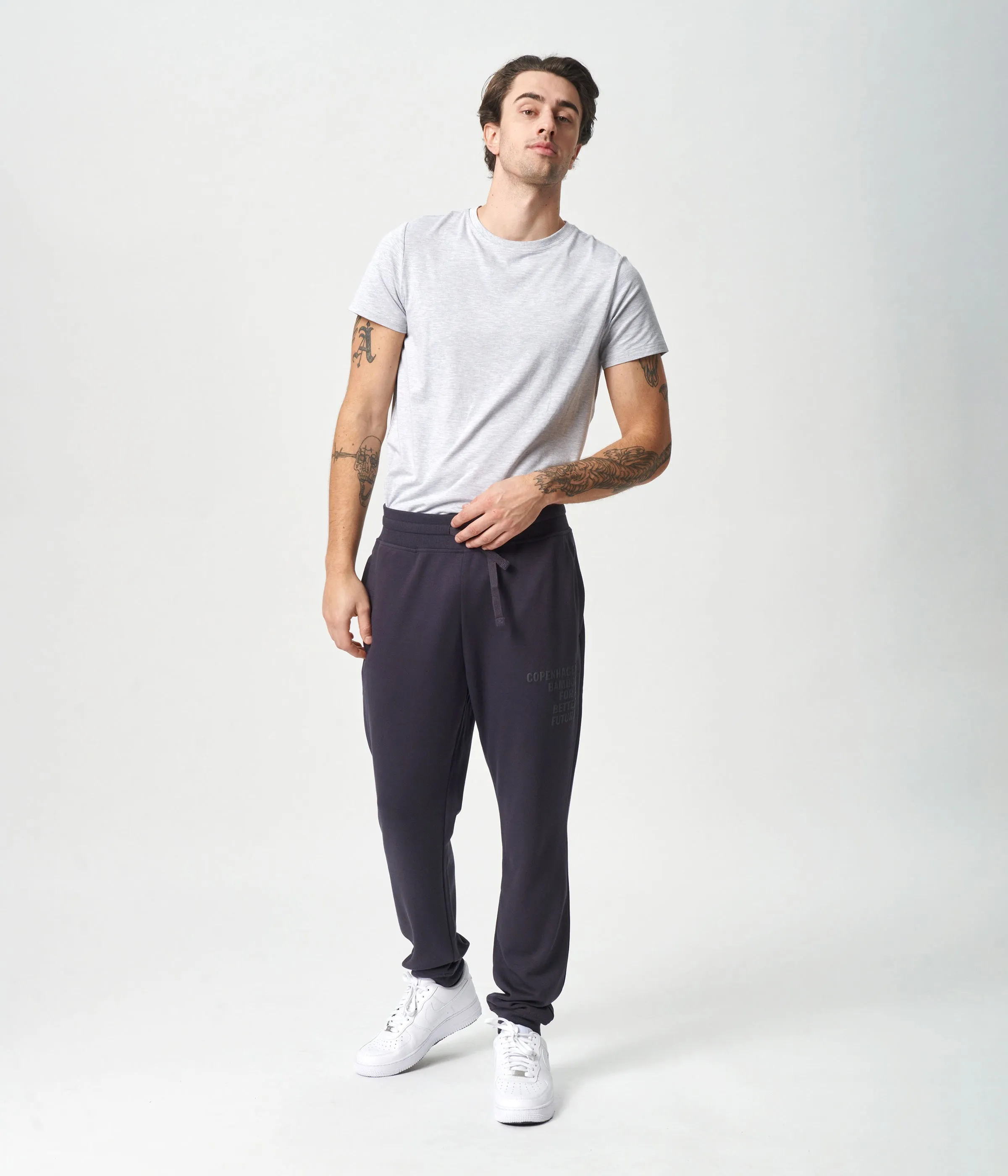 Dark gray bamboo sweatpants with logo