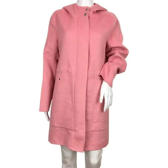 Desigual Women’s Wool Hooded Coat Lenzy Red Reversible Pink Sz 38, 42, 44