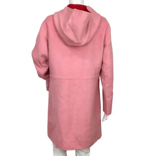 Desigual Women’s Wool Hooded Coat Lenzy Red Reversible Pink Sz 38, 42, 44