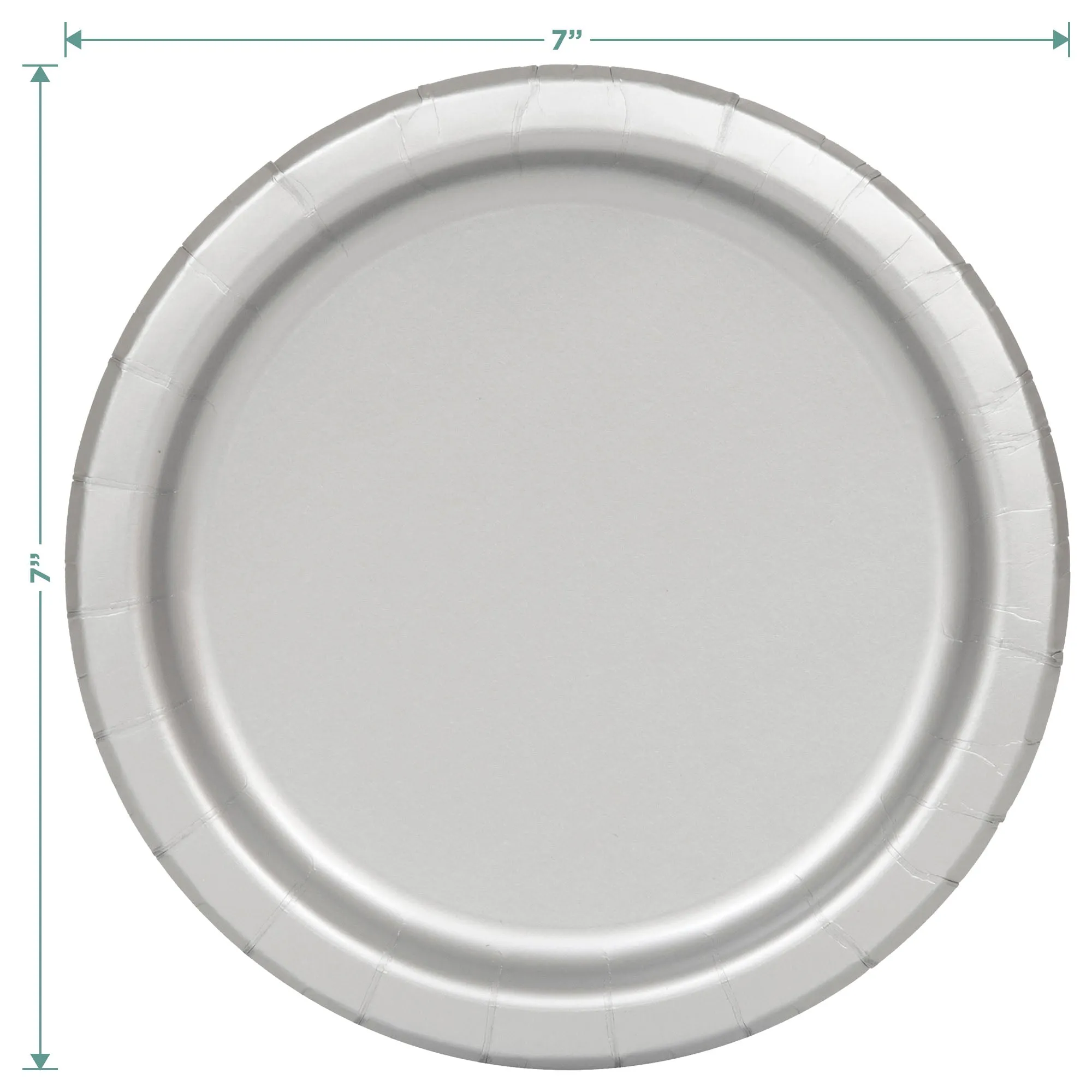 Disposable Round 7" Paper Plates in Powder Blue, Navy, White, & Silver (20ct of Each)