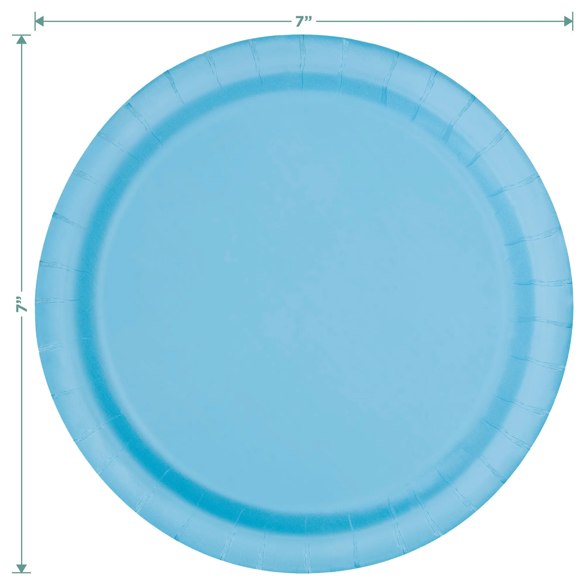 Disposable Round 7" Paper Plates in Powder Blue, Navy, White, & Silver (20ct of Each)