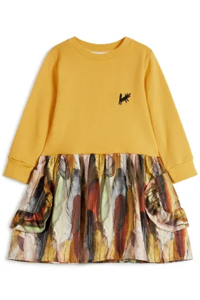 dress feather print skirt and sweater top with pockets - mercedes mostarda