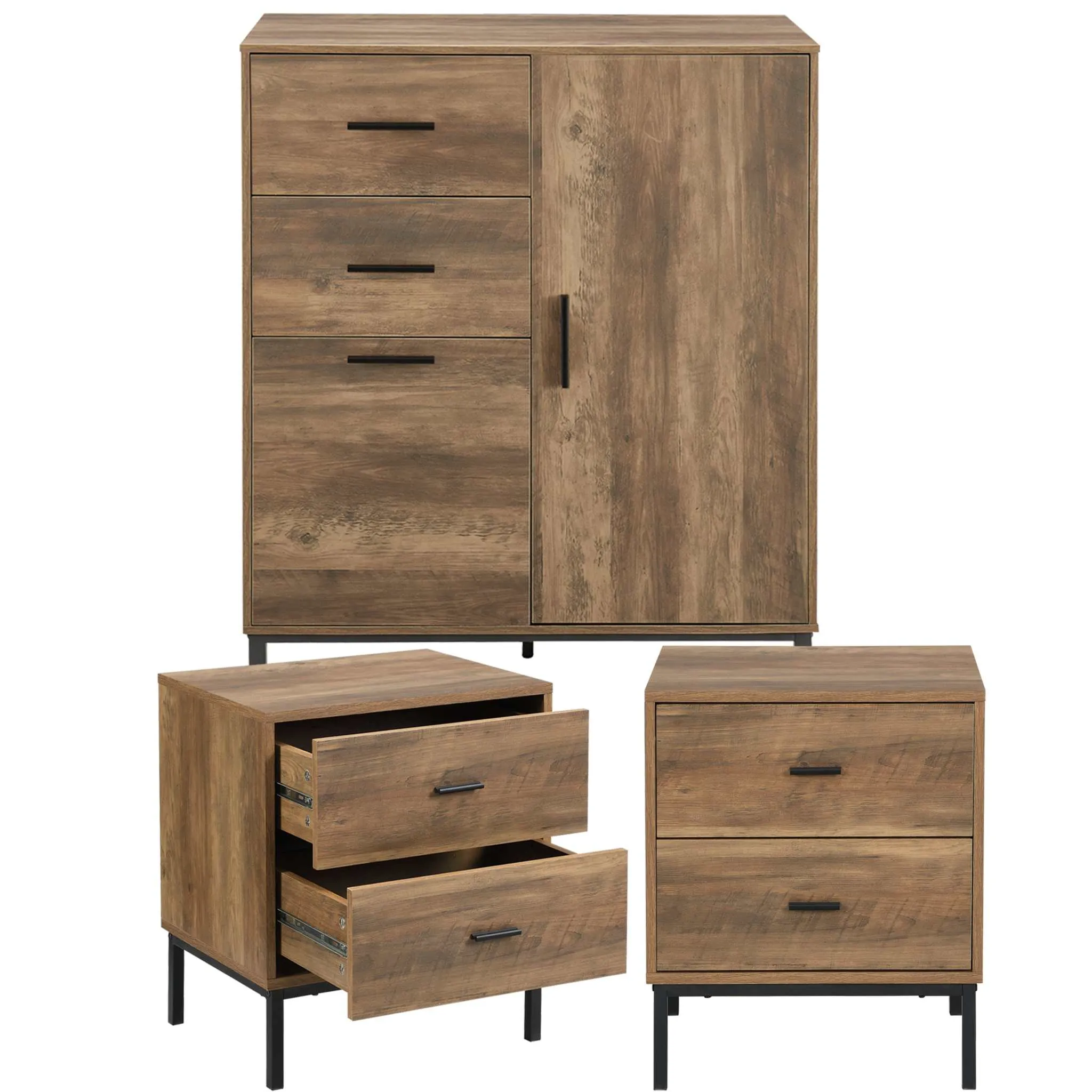 Dresser and Nightstand Set - MerryLuk Bronx Wardrobe Bundle