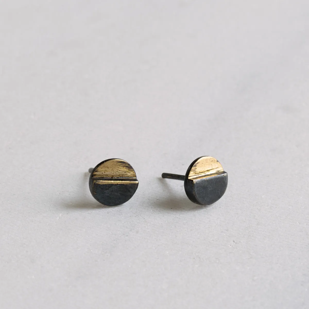 Duo Dot Mixed Metal Stud Earrings