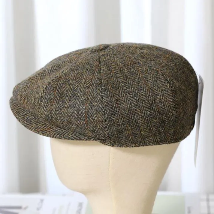 Elegant Tweed Wool Newsboy Cap