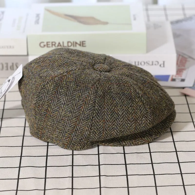 Elegant Tweed Wool Newsboy Cap