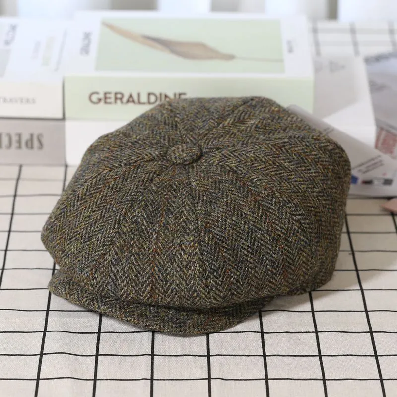 Elegant Tweed Wool Newsboy Cap