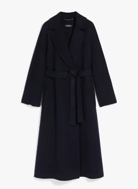 Elisa navy belted virgin wool coat