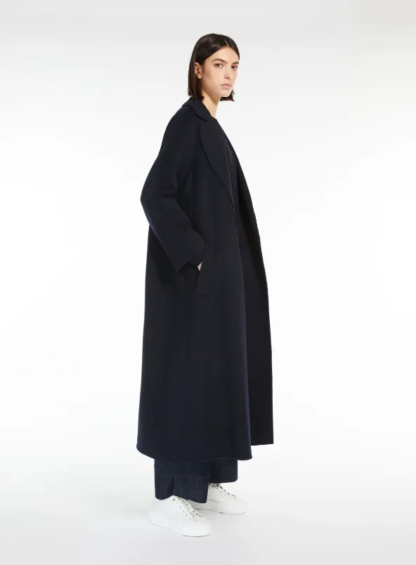 Elisa navy belted virgin wool coat