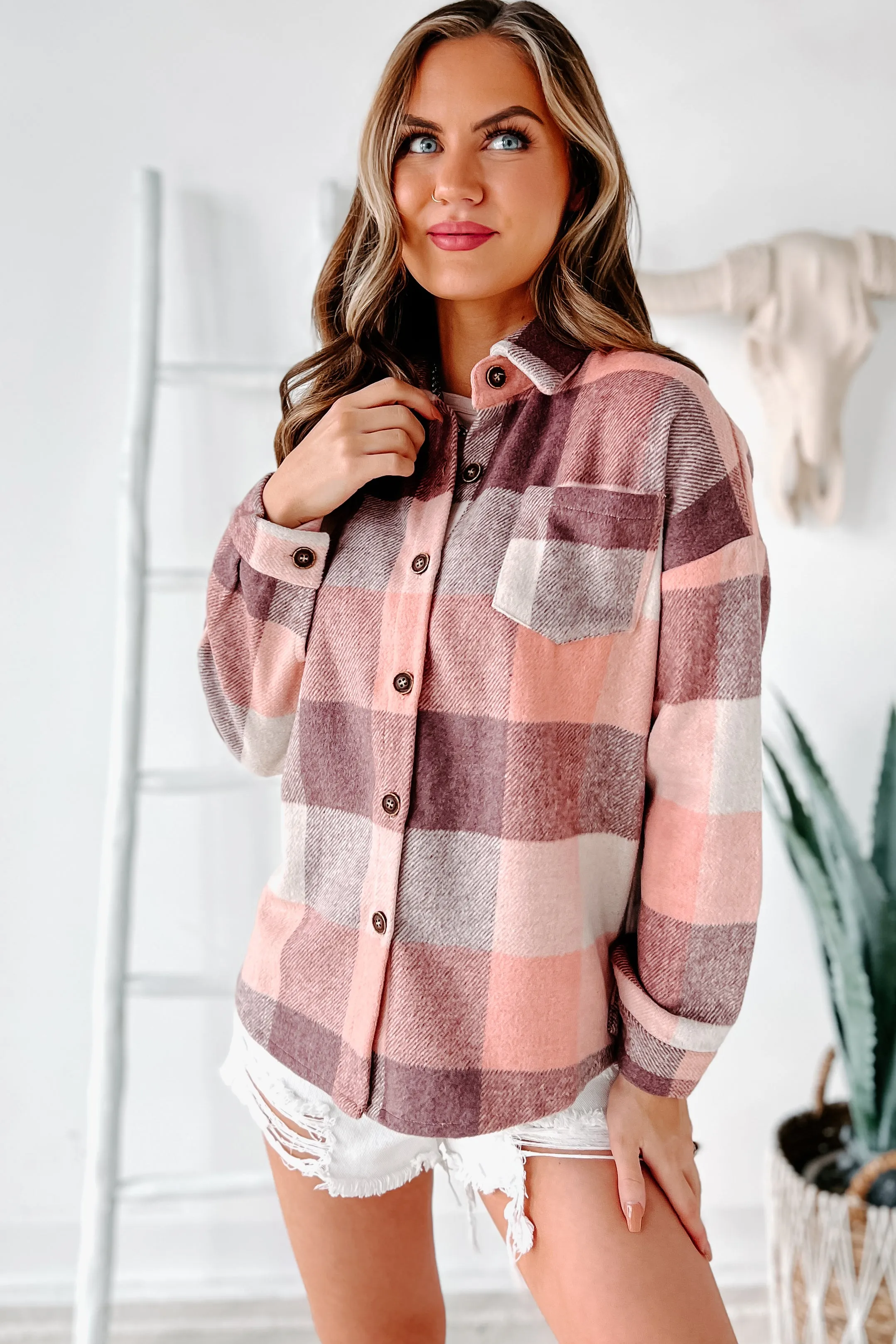 Elnora Plaid Shacket (Pink)