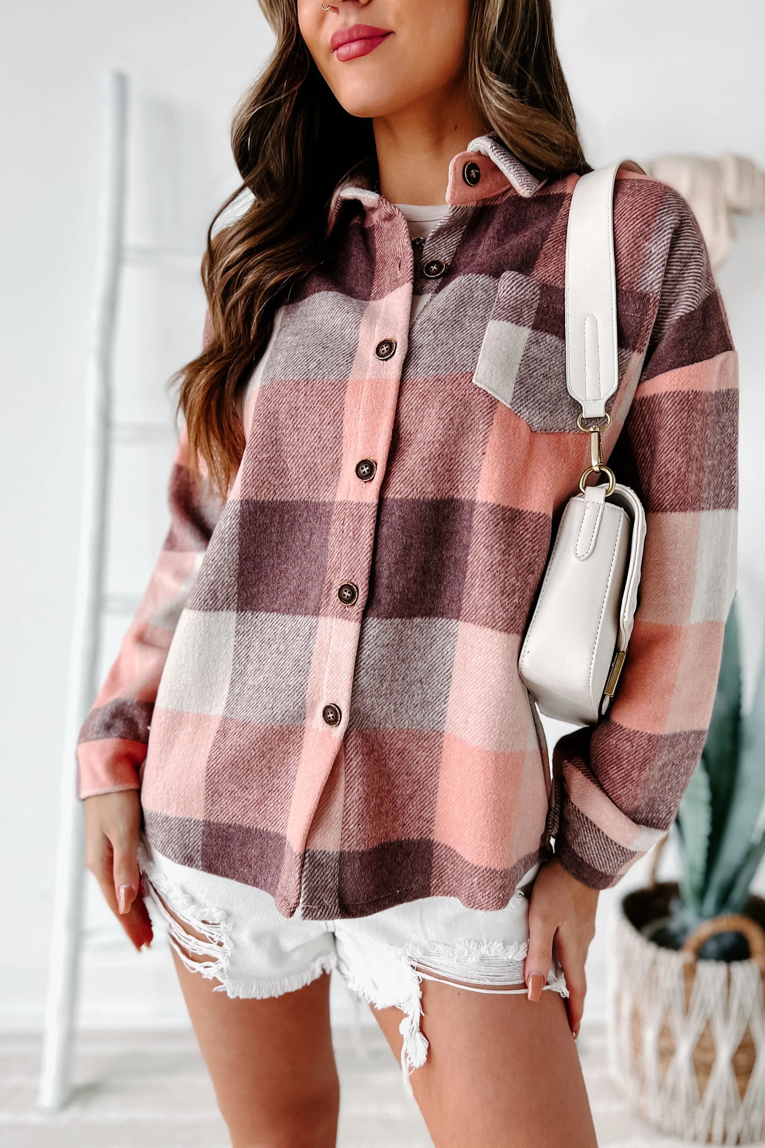 Elnora Plaid Shacket (Pink)