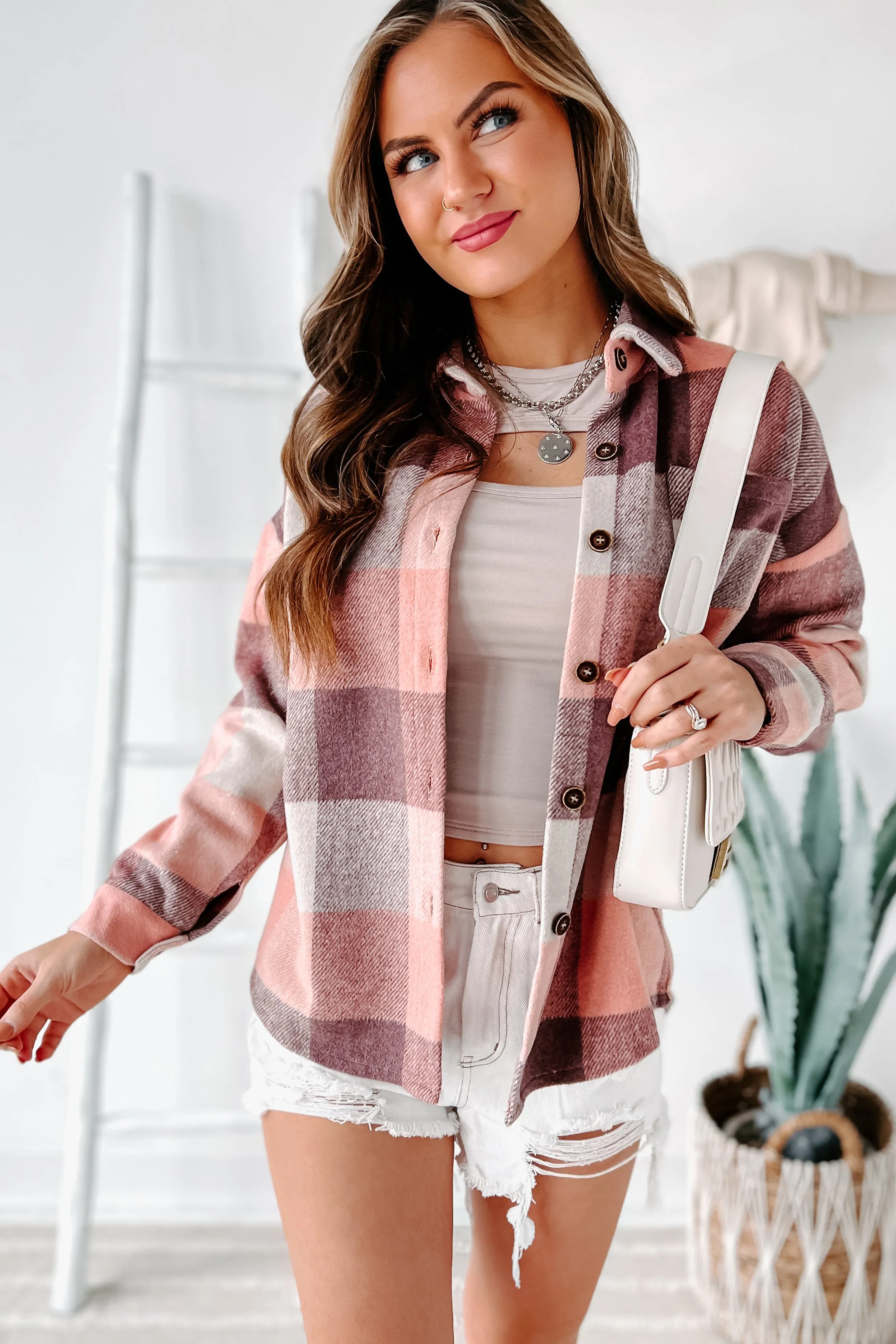 Elnora Plaid Shacket (Pink)