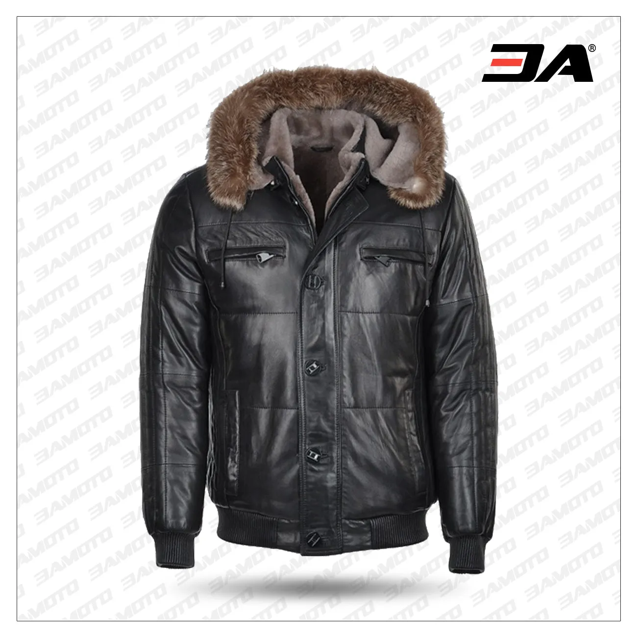 Fashion Men Leather Bomber Jacket and Sheepskin