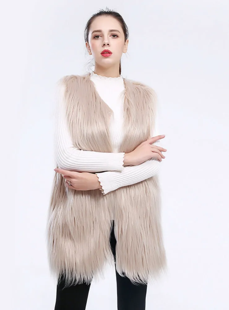 Female Waistcoat Waistcoat Fake Fur Coat Wool Coat