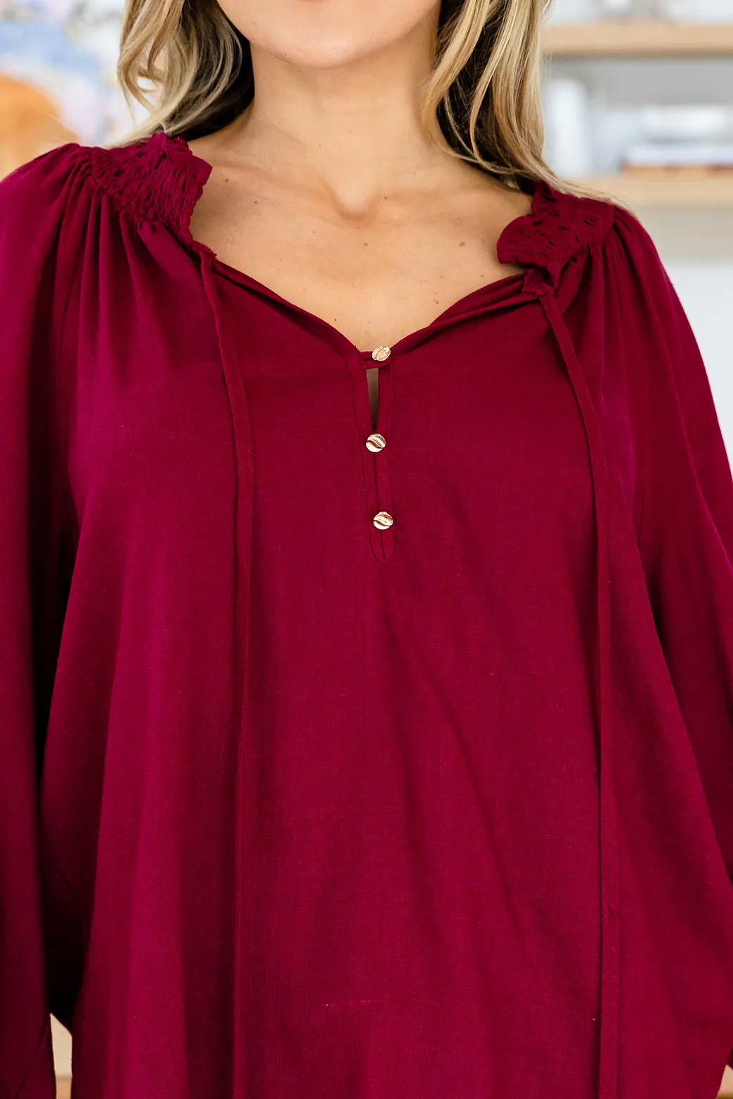 FINAL SALE Luna Blouse Wine