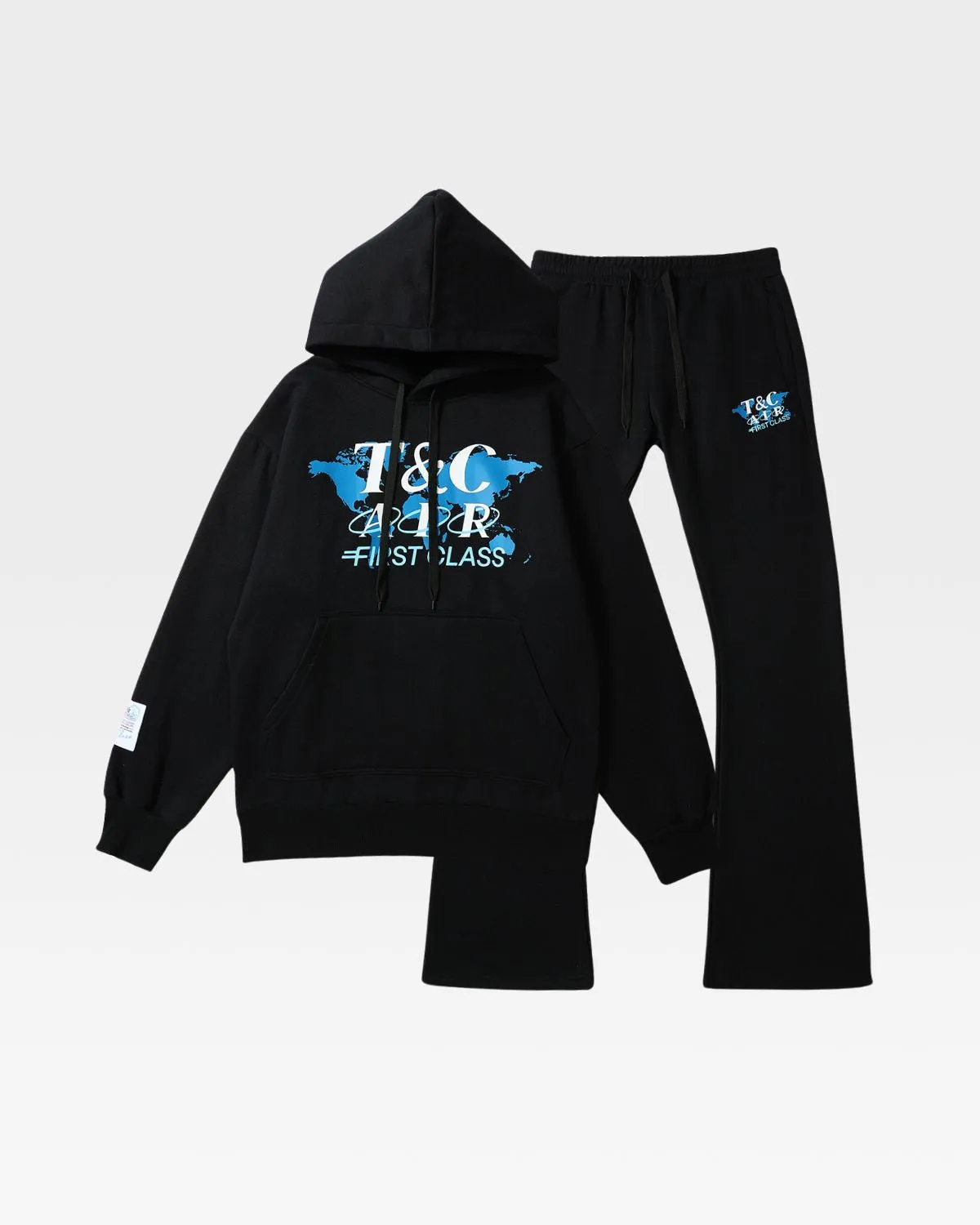 First Class Hoodie & Sweats Set in Black