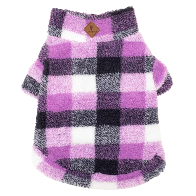 Fleece Pullover | Purple & Navy Plaid