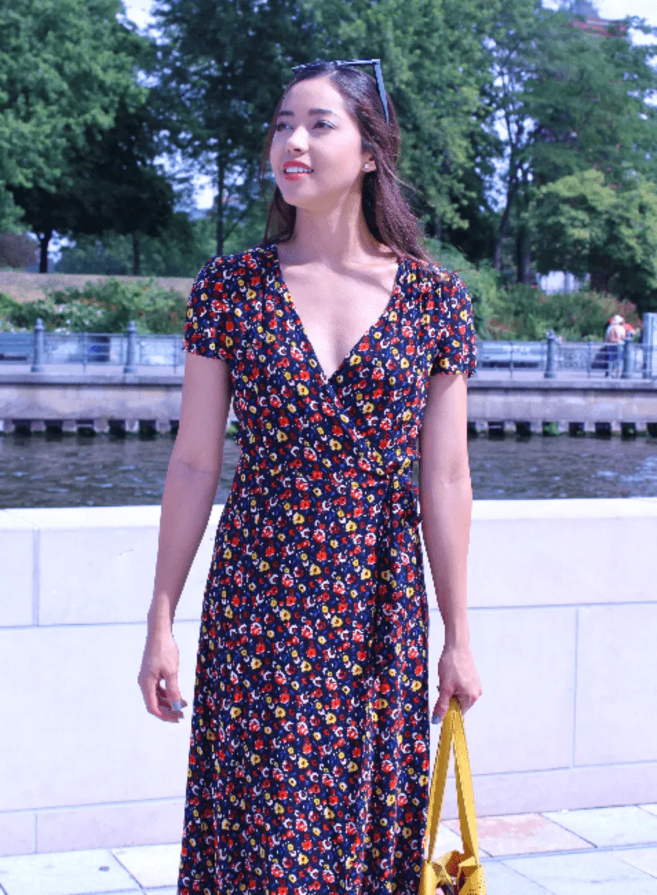 FLOWER PRINTED WRAP DRESS