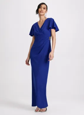 Flutter Sleeve Wrap-Over Dress