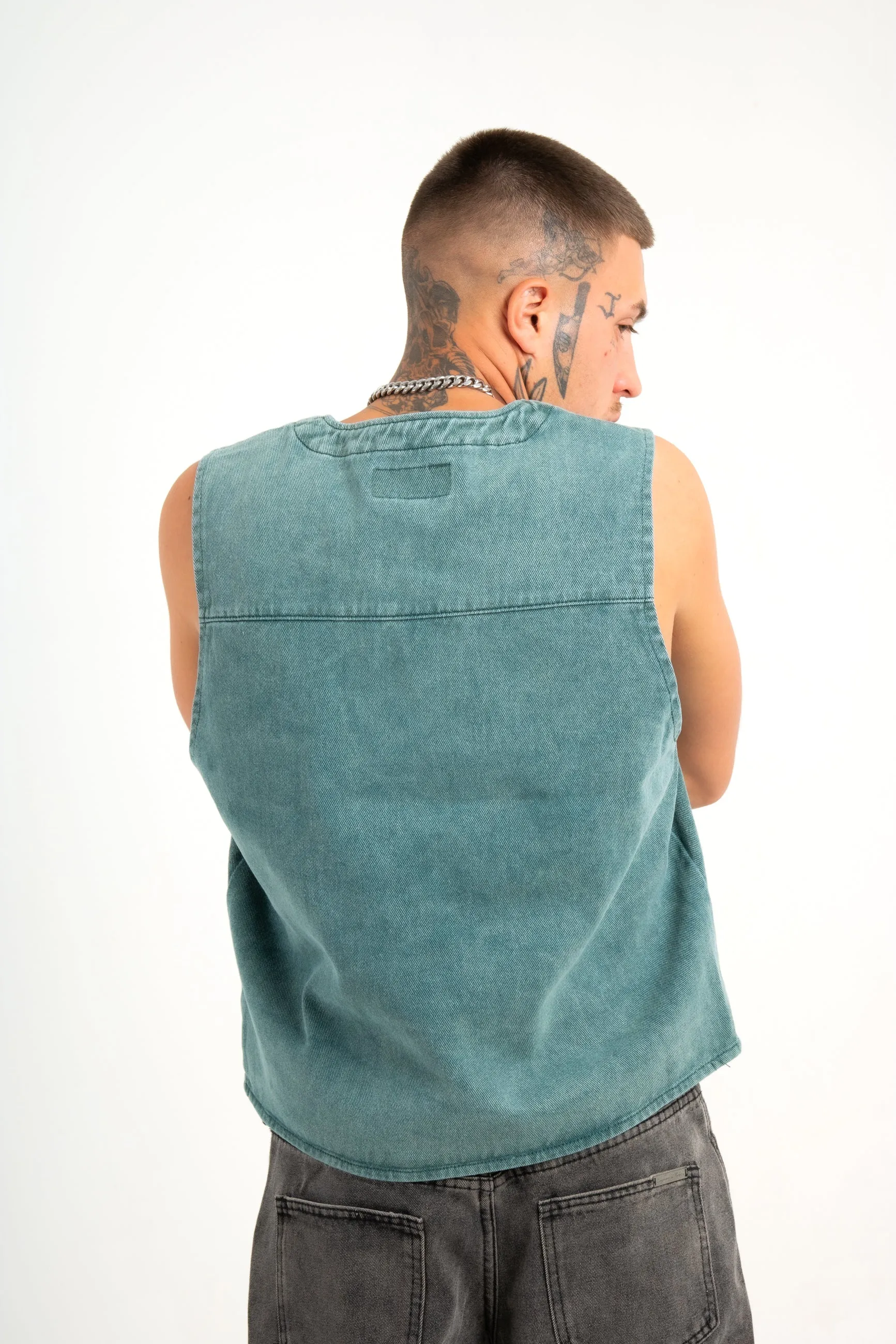 Forest Green Denim Gilet