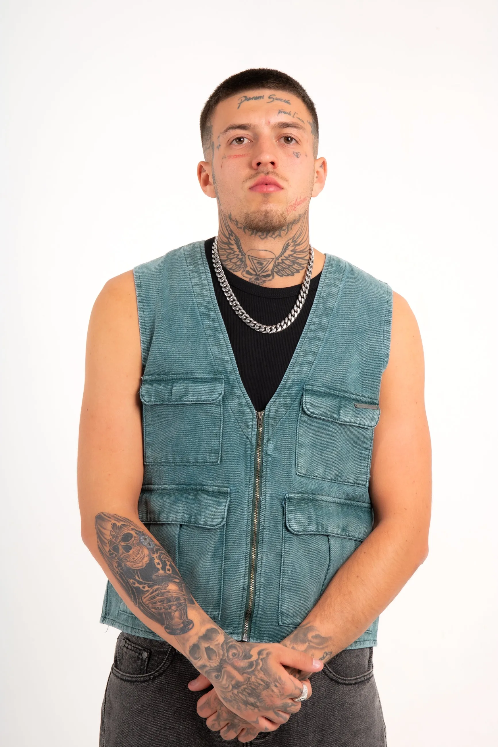 Forest Green Denim Gilet