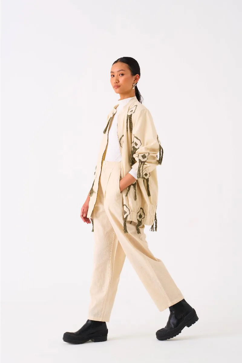 Fringe Bomber Jacket Ivory