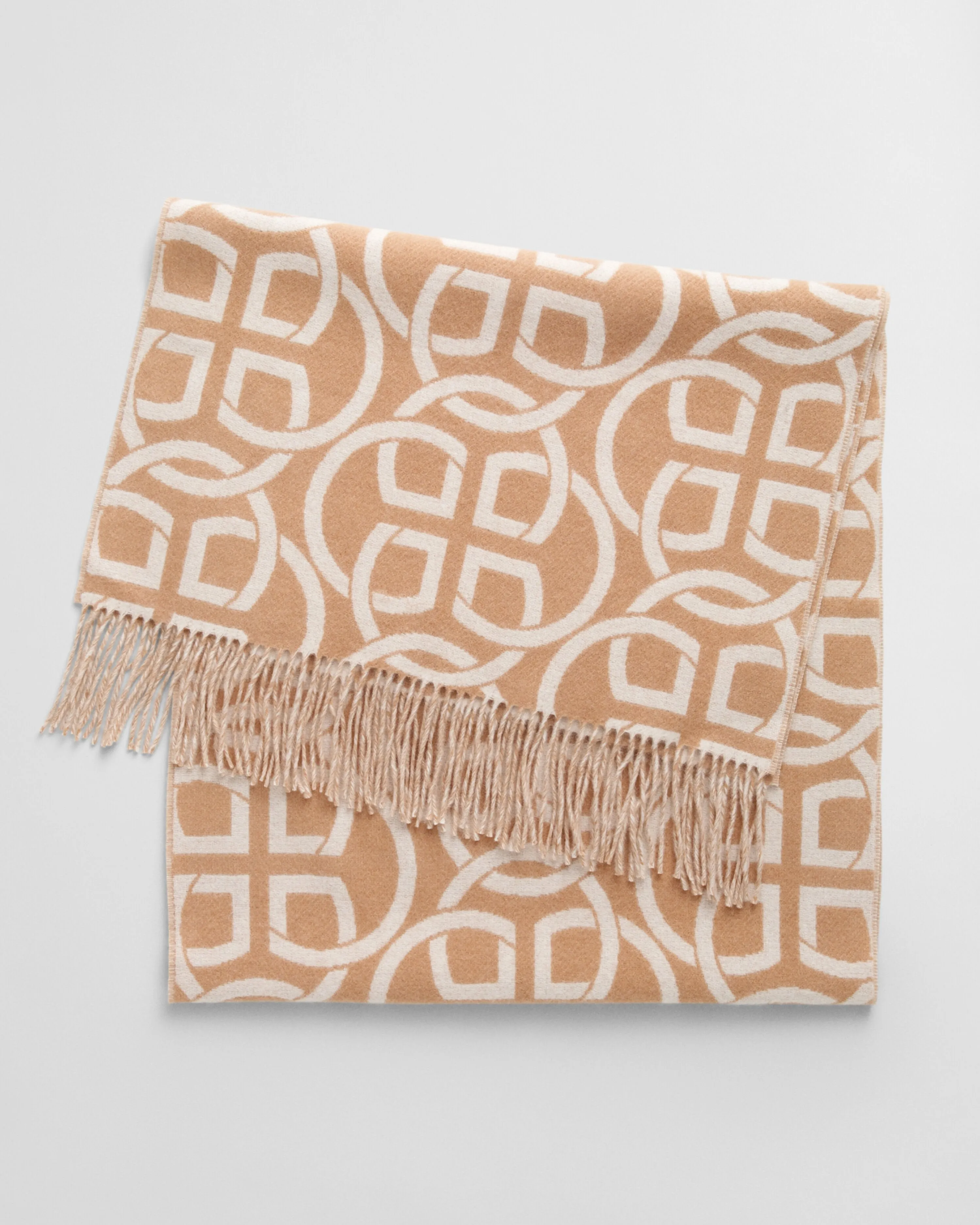 Gant Women Beige Printed Fringed Scarf