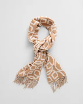 Gant Women Beige Printed Fringed Scarf