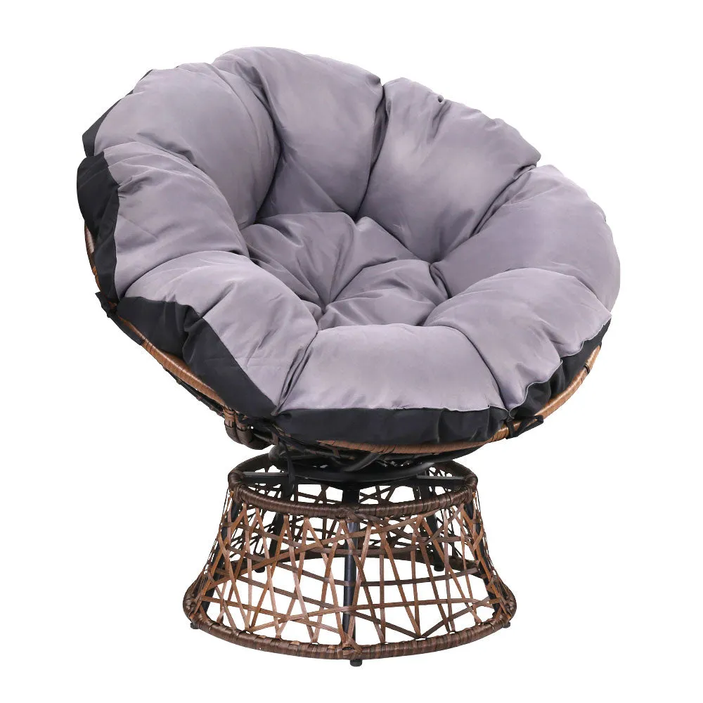 Gardeon Outdoor Papasan Chairs Lounge Setting Patio Furniture Wicker Brown