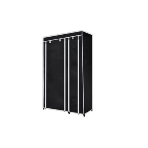 Generic Canvas Wardrobe Organizer Clothes Rail Shelves Storage Closet Double Short (Black), 55-56-57-58A