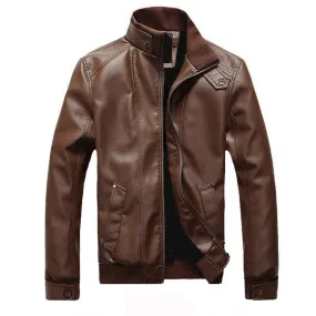 Geniune Sheep Skin Leather Jacket For Men In Brown