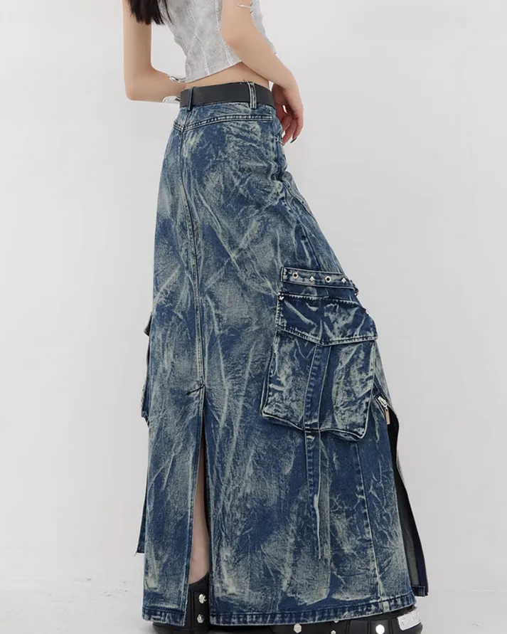 Ginzz Vintage Wash Long Skirt