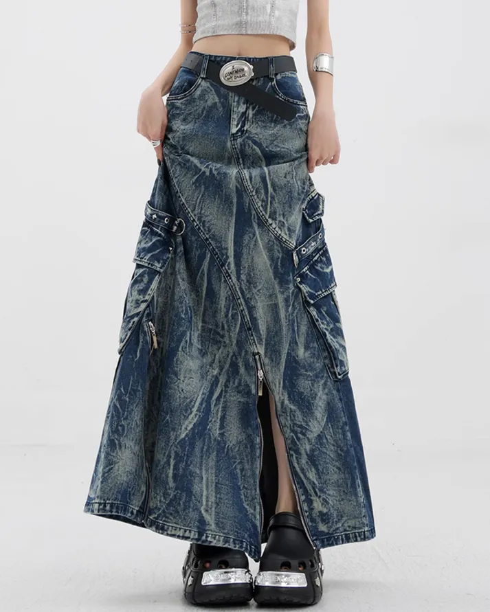 Ginzz Vintage Wash Long Skirt