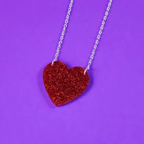 Glitter Heart Pendant Necklace by Sugar & Vice